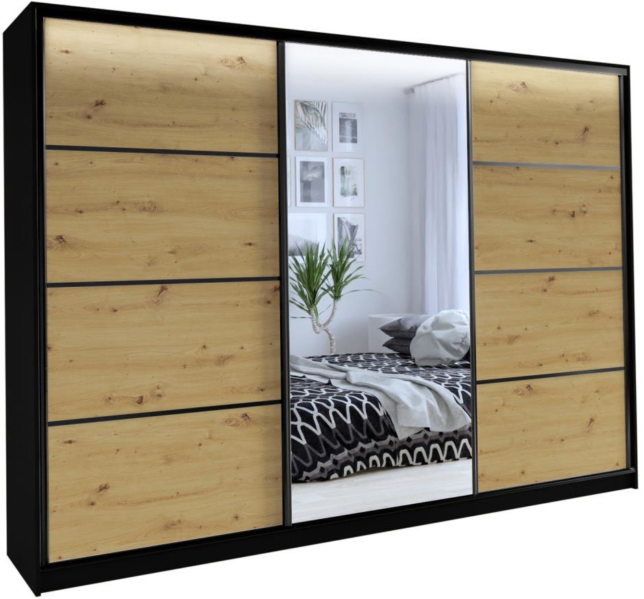 Nejlevnější nábytek Harazia 250 so zrkadlom – čierny mat/dub artisan