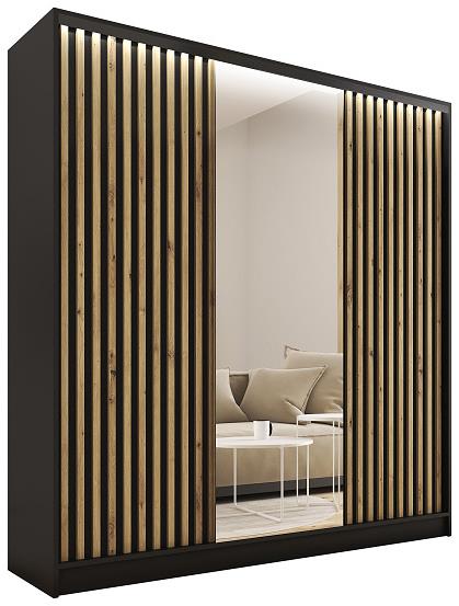 Nejlevnější nábytek Insular 3D 150 so zrkadlom – čierny mat/dub artisan