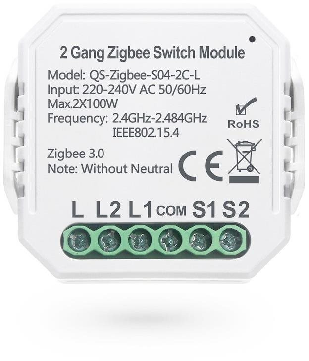 Smoot ZigBee Switch Module bez nuláka dvojkanálový