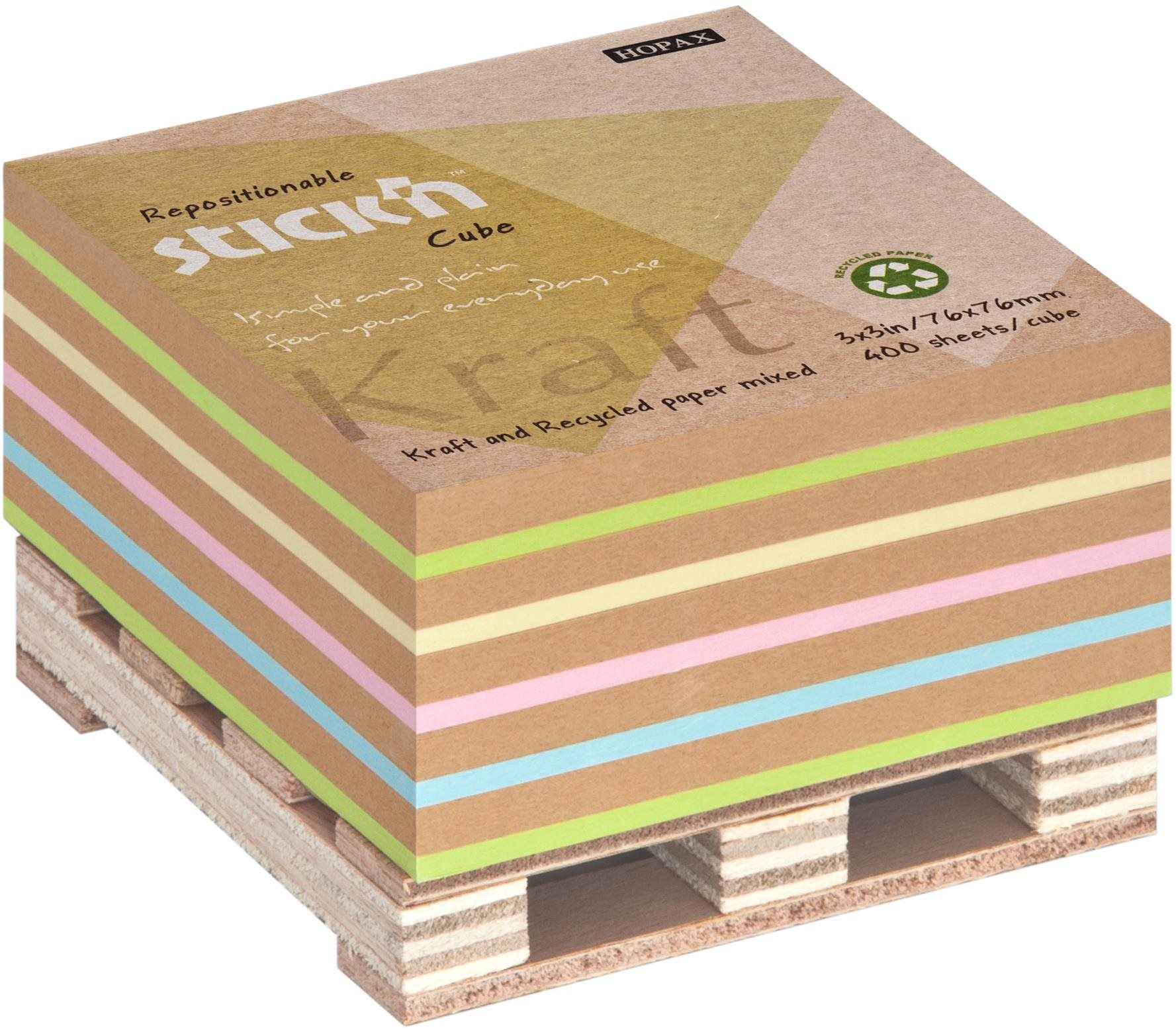 STICK´N - Kraft na paletke, 76 × 76 mm, 400 lístkov