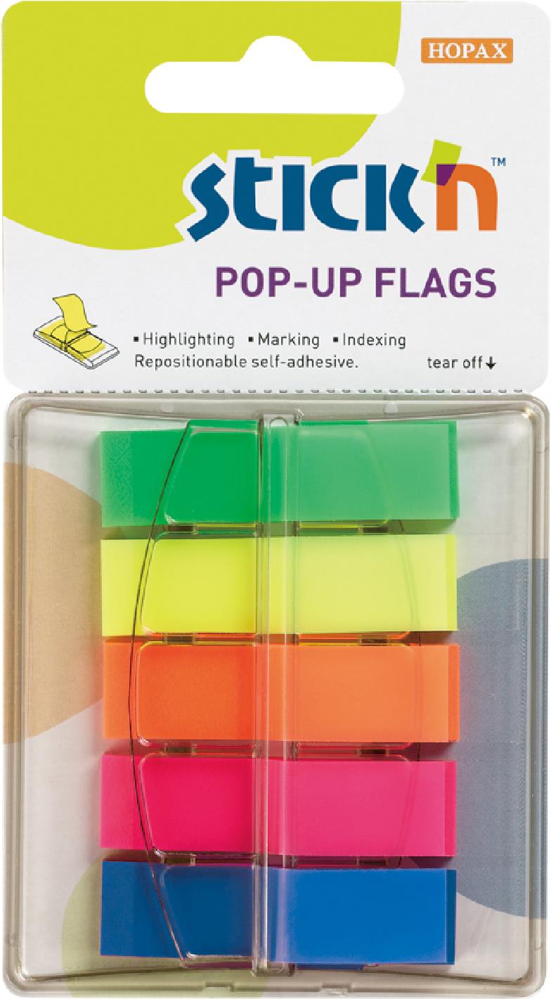 STICK´N POP-UP, 45 × 12 mm, neón mix, 5× 40 lístkov