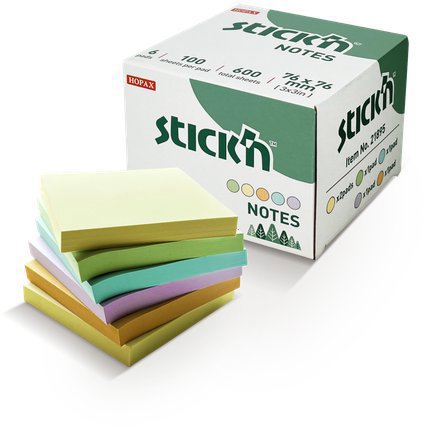 STICK'N BY HOPAX 76 x 76 mm, 6 x 100 lístkov, mix pastelových farieb