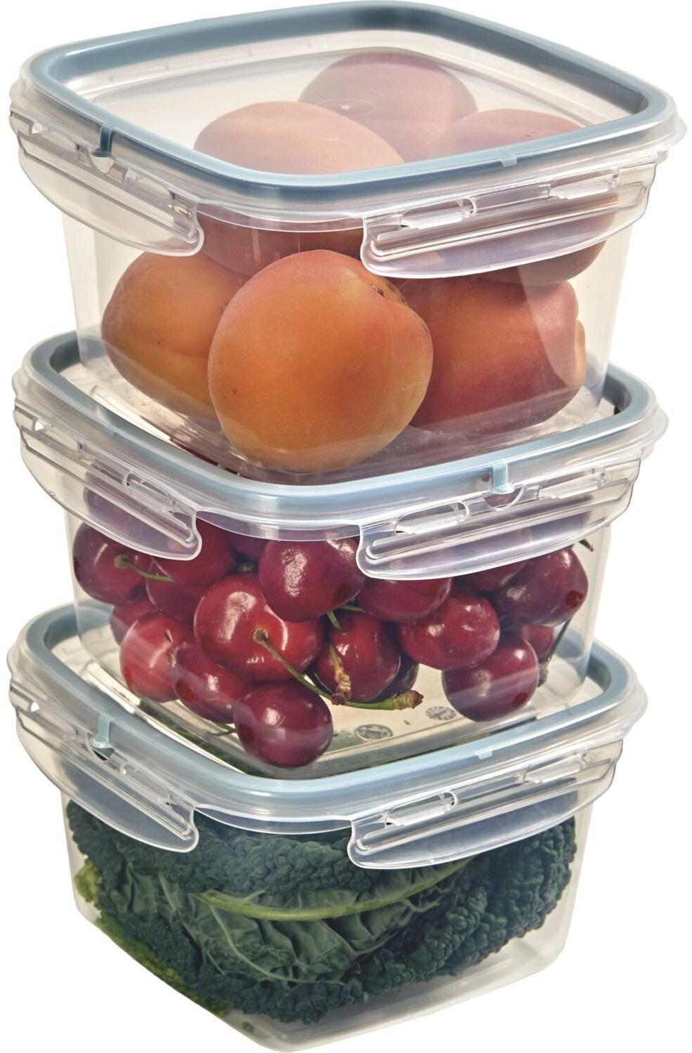 Snips Sada dóz na potraviny 1 l, 3 ks, BPA Free, transparentní a modrá