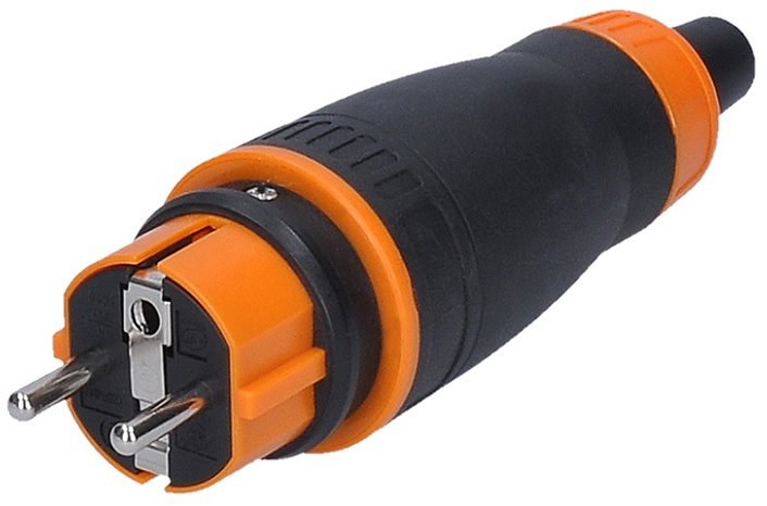 Solight Zástrčka do vlhka, priama, IP44, čierna/oranžová