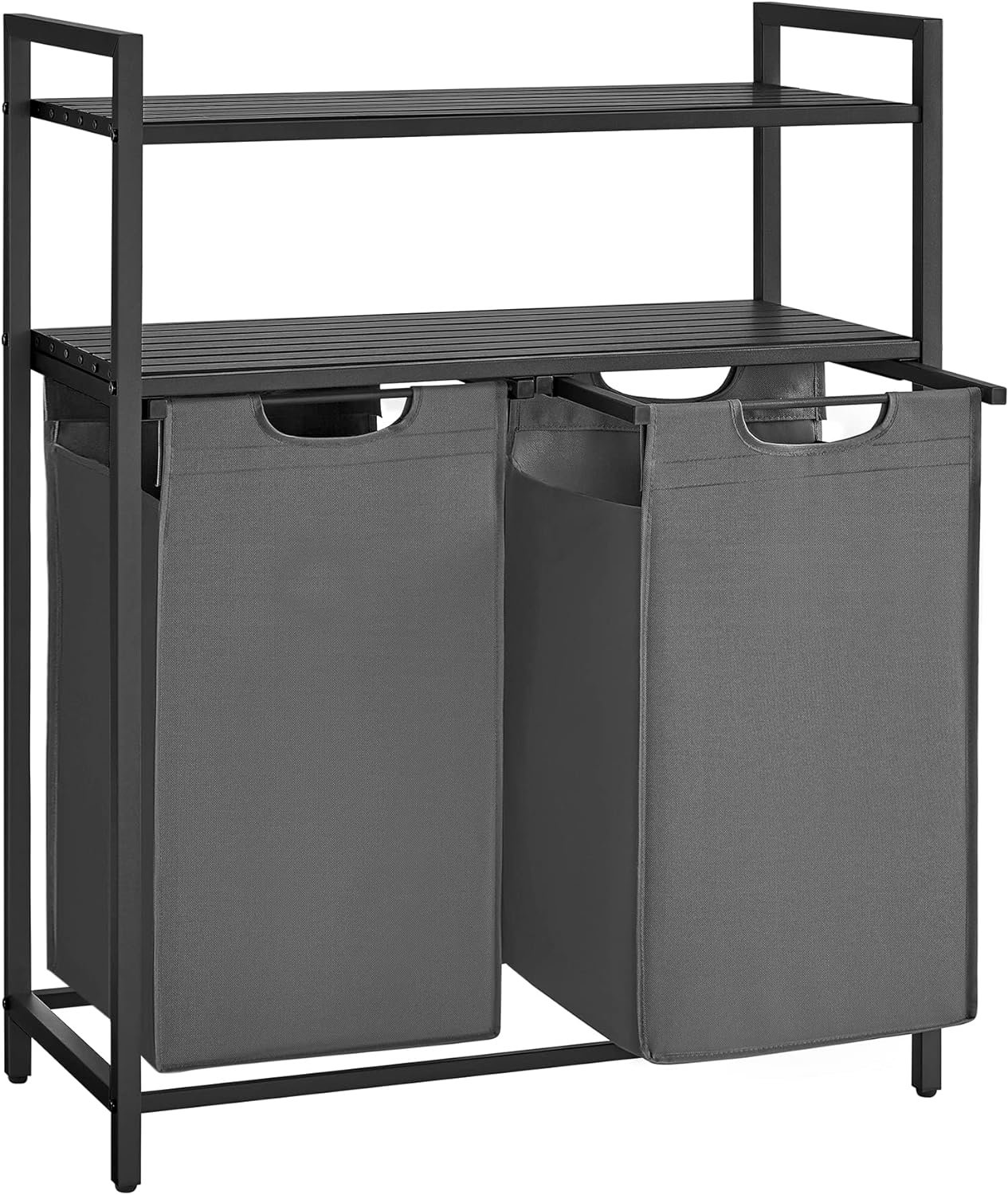 Songmics Kôš na bielizeň Vasagle Ovules Lonels 2× 46 l čierny/sivý