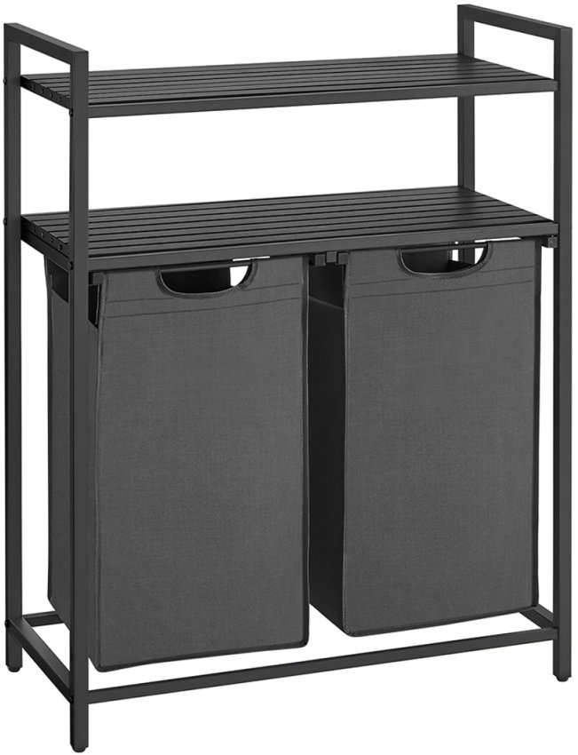 Vasagle Kôš na bielizeň 2 × 46 l industriálny sivý kov, 73 × 33 × 92 cm