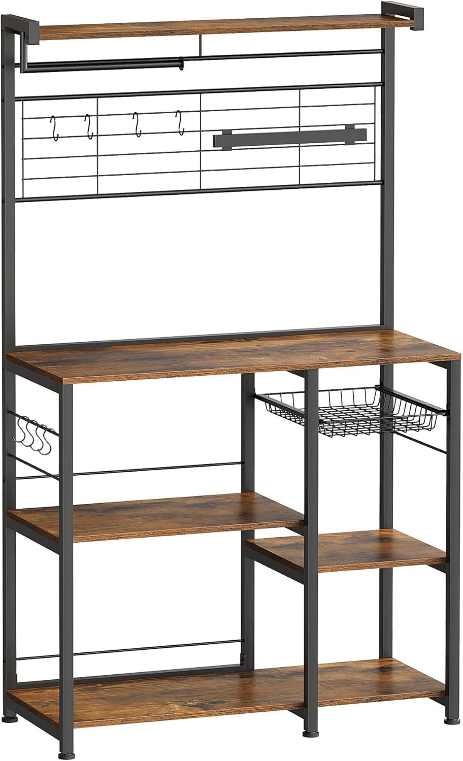 Songmics Vasagle Shelfy Kuchynský regál hnedý/čierny