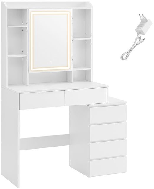 Songmics Vasagle Ginny Toaletný stolík s LED osvetlením, 97 cm, biely