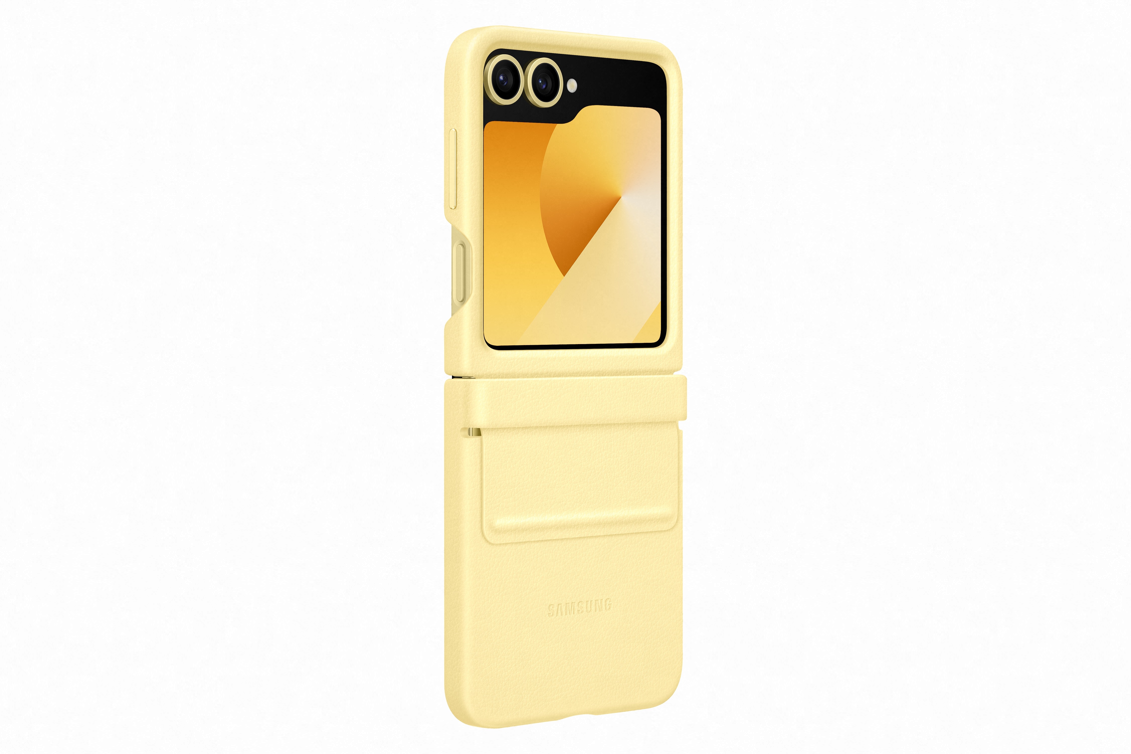 Samsung Galaxy Z Flip6 Ochranný kryt z vegánskej kože Yellow