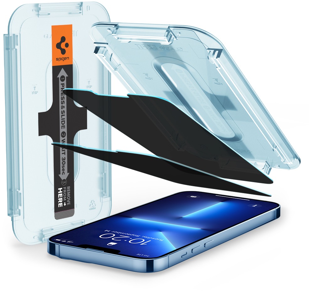 Spigen Glass tR EZ Fit 2 Pack Privacy Sensor Open iPhone 14 Plus/13 Pro Max