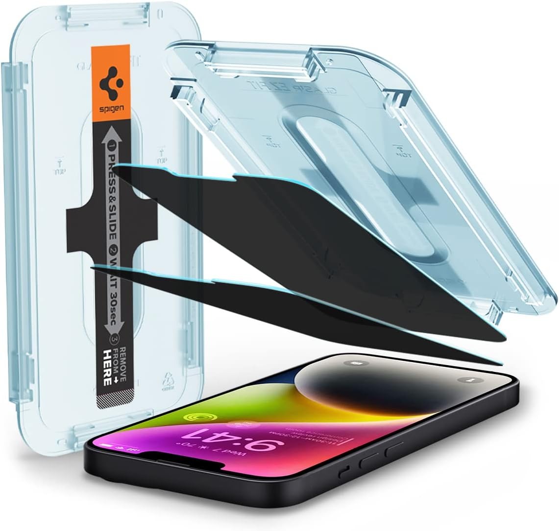 Spigen Glass tR EZ Fit Transparency Sensor Open Privacy 2 Pack iPhone 14/13 Pro/13/16e
