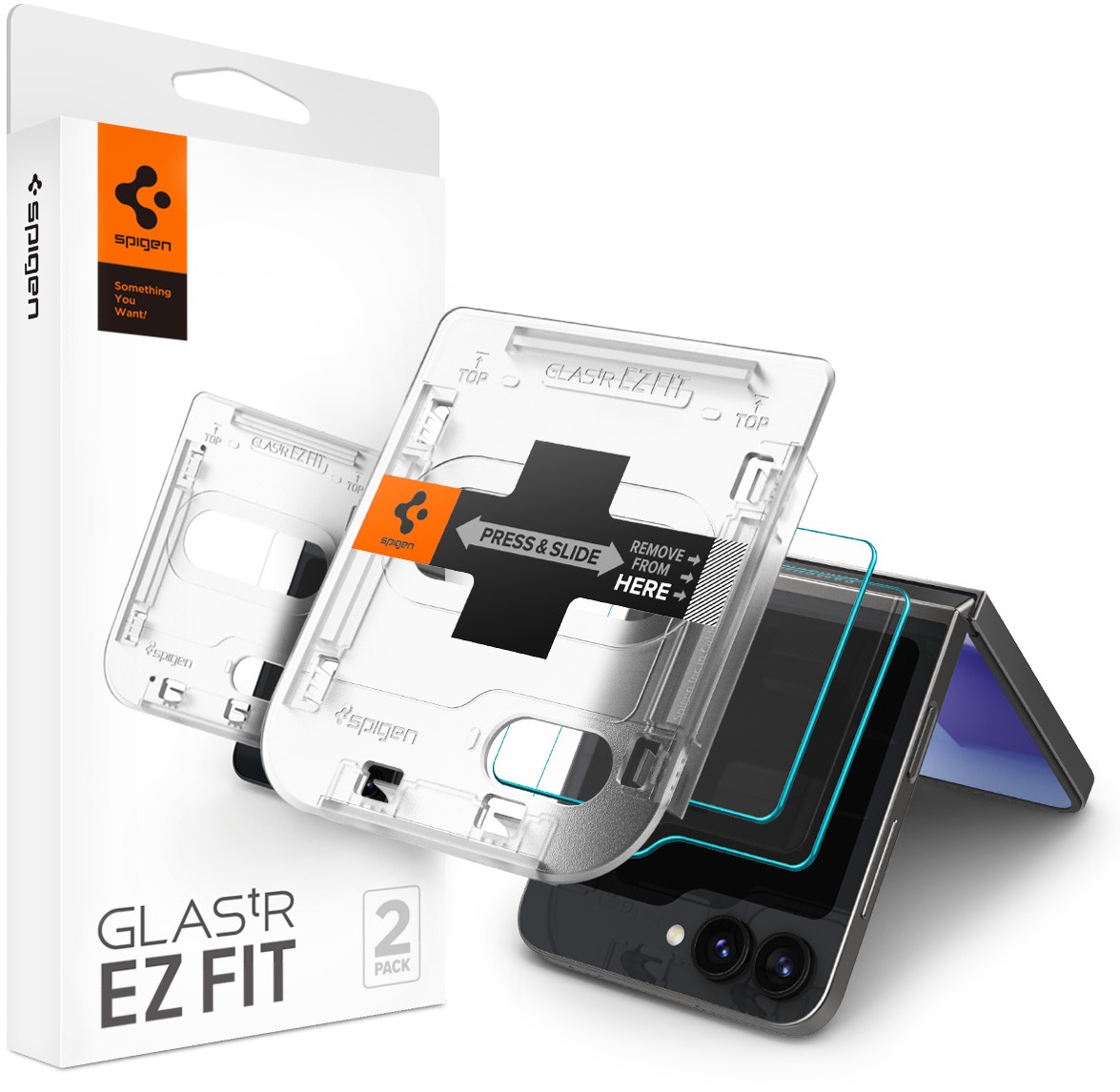 Spigen Glass tR EZ Fit Cover 2 Pack Samsung Galaxy Z Flip6/Z Flip7 FE