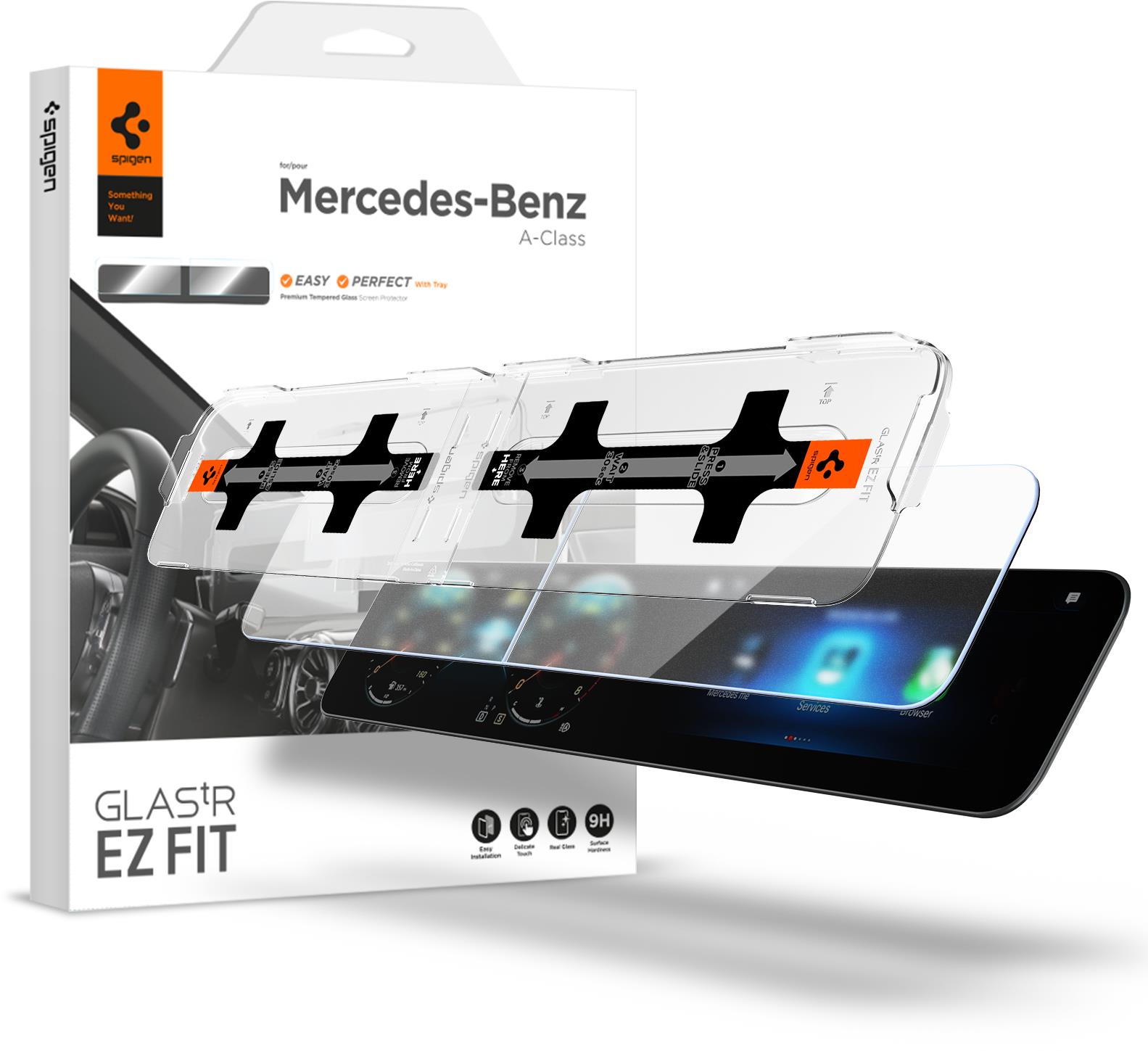 Spigen Mercedes Benz Glass tR EZ Fit Anti Glare Screen Protector 2 Pack A-Class 2021/2020
