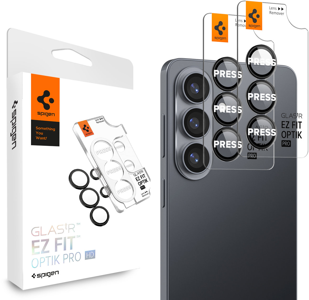 Spigen Glass TR EZ Fit Optik Pro HD 2 Pack Black Samsung Galaxy S26+