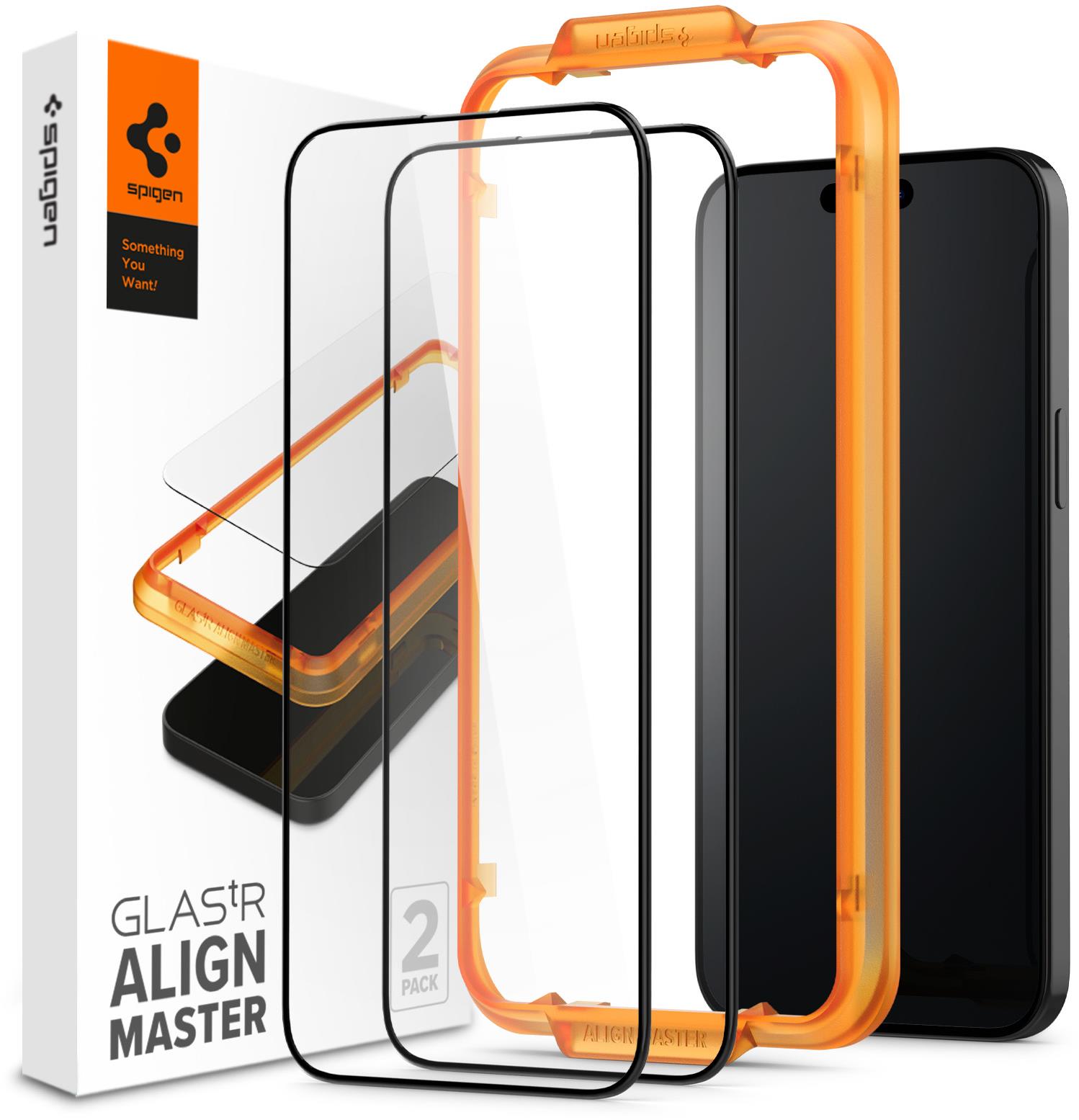 Spigen Glass tR AlignMaster 2 Pack FC Black iPhone 15
