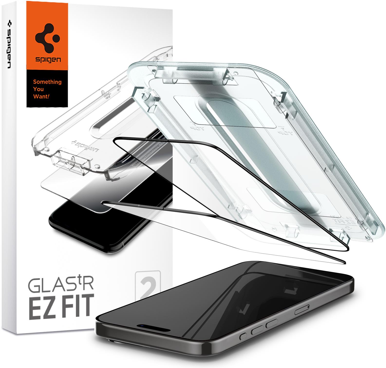 Spigen Glass tR EZ Fit 2 Pack FC Black iPhone 15 Pro Max