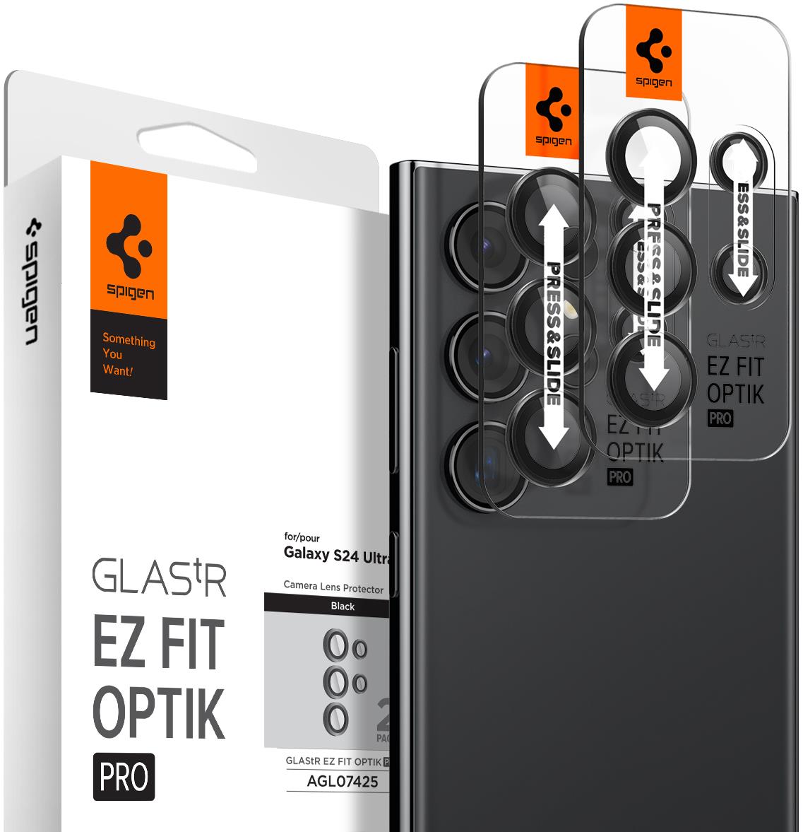 Spigen Glass tR EZ Fit Optik Pro 2 Pack Black Samsung Galaxy S24 Ultra