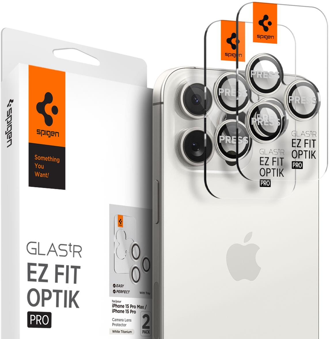 Spigen Glass tR EZ Fit Optik Pro 2 Pack White Titanium iPhone 17 Pro/16 Pro/17 Pro Max/16 Pro Max