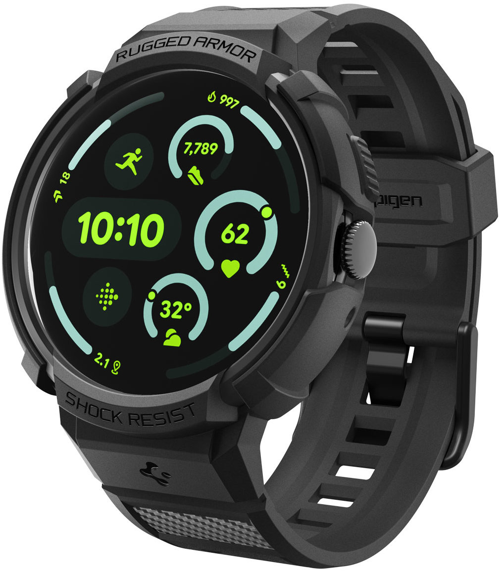 Spigen Rugged Armor Pro + Stand, Matte Black Google Pixel Watch 4 41mm