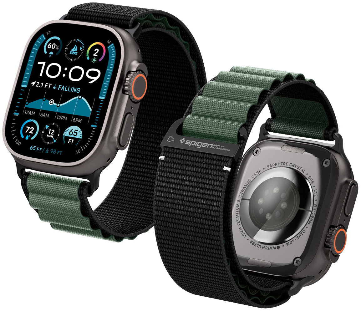 Spigen Fabric Band (hook) Apple Watch 49 mm/46 mm/45 mm/44 mm Black Green