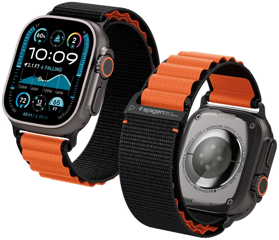 Spigen Fabric Band (hook) Apple Watch 49 mm/46 mm/45 mm/44 mm Black Orange