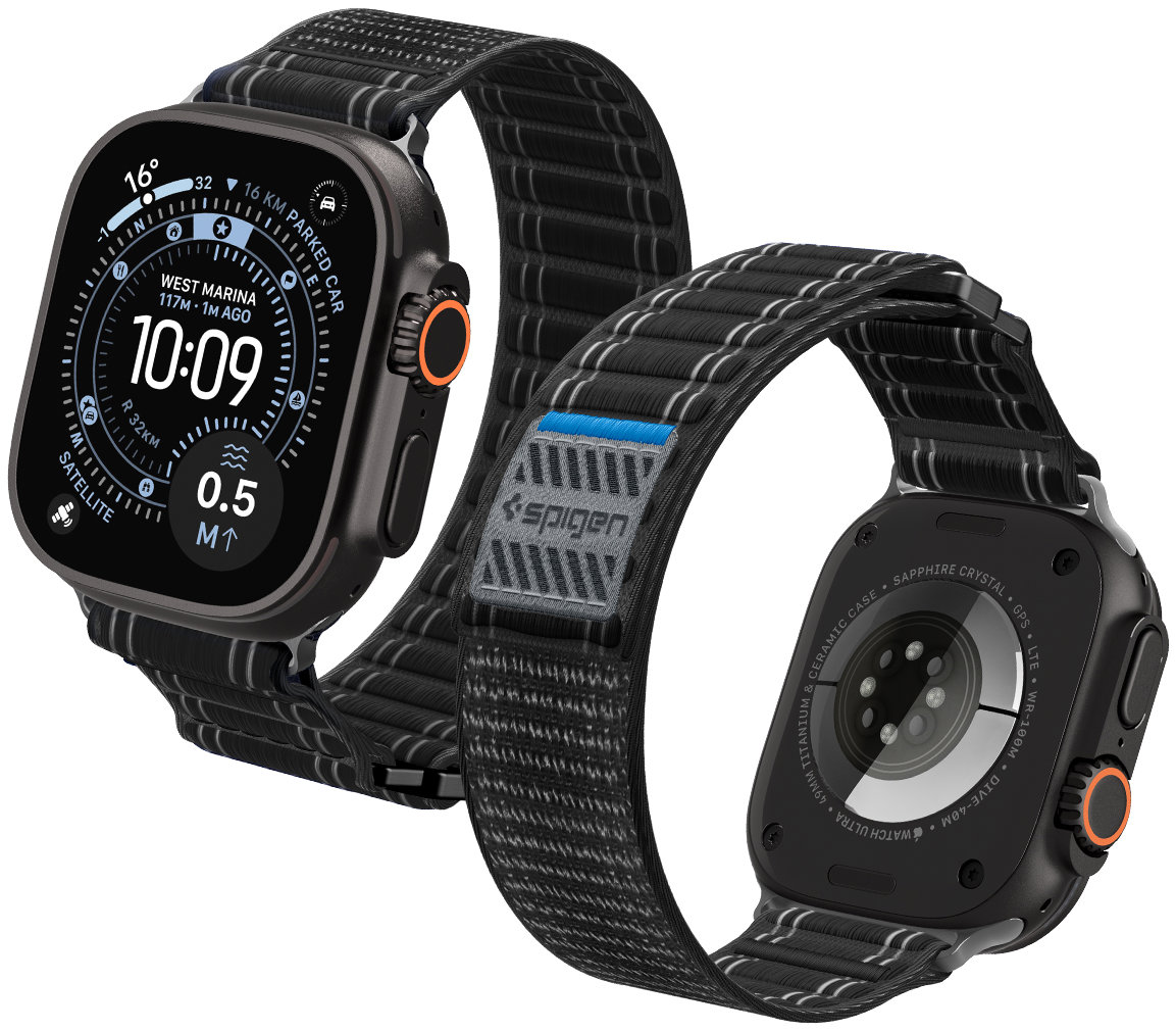 Spigen Fabric Band Hook a Loop Apple Watch 49 mm/46 mm/45 mm/44 mm Black
