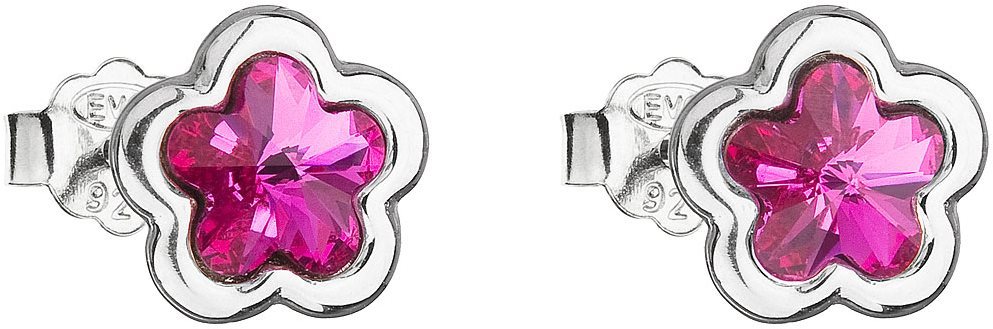 EVOLUTION GROUP 31255.3 fuchsia kvietok puzeta motýlik dekorované kryštálmi Swarovski® (Ag 925/1000)