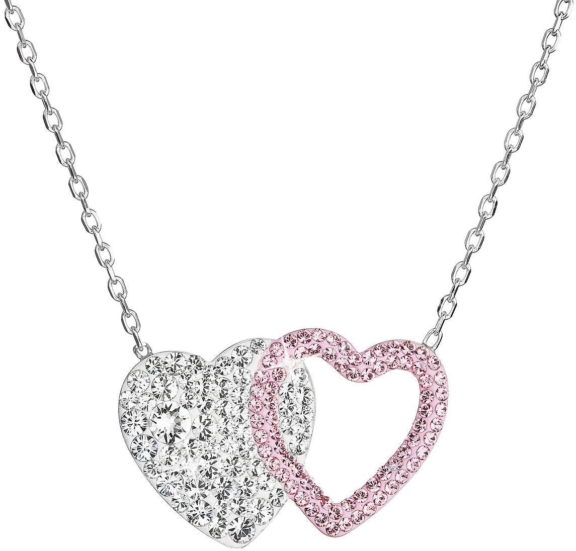 EVOLUTION GROUP 32079.3 crystal rose dvojité srdce dekorovaný kryštálmi Swarovski (Ag 925/1000, 2,5 g)