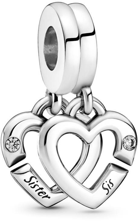 PANDORA Moments 799538C01 Dvojitý visiaci Prepojené sesterské srdcia (Ag 925/1000, 3,6 g)