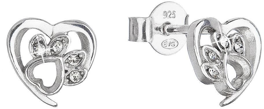 EVOLUTION GROUP Strieborné náušnice kôstky s kryštálmi Swarovski psie labky 31307.1 (Ag, 925/1000, 1,0 g)