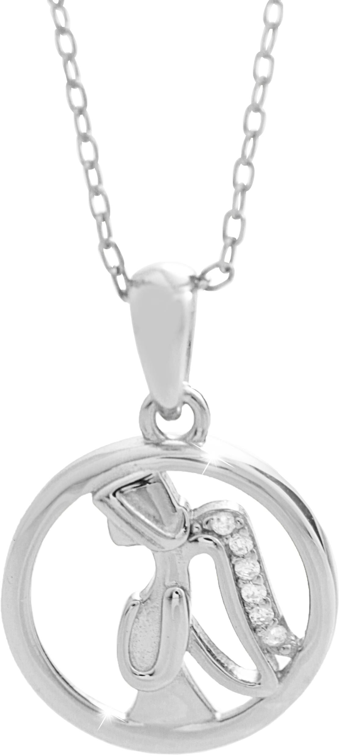 JSB Bijoux Strieborný náhrdelník Anjel v kruhu s kubickými zirkónmi 92300436cr (Ag 925/1000; 2,57 g)