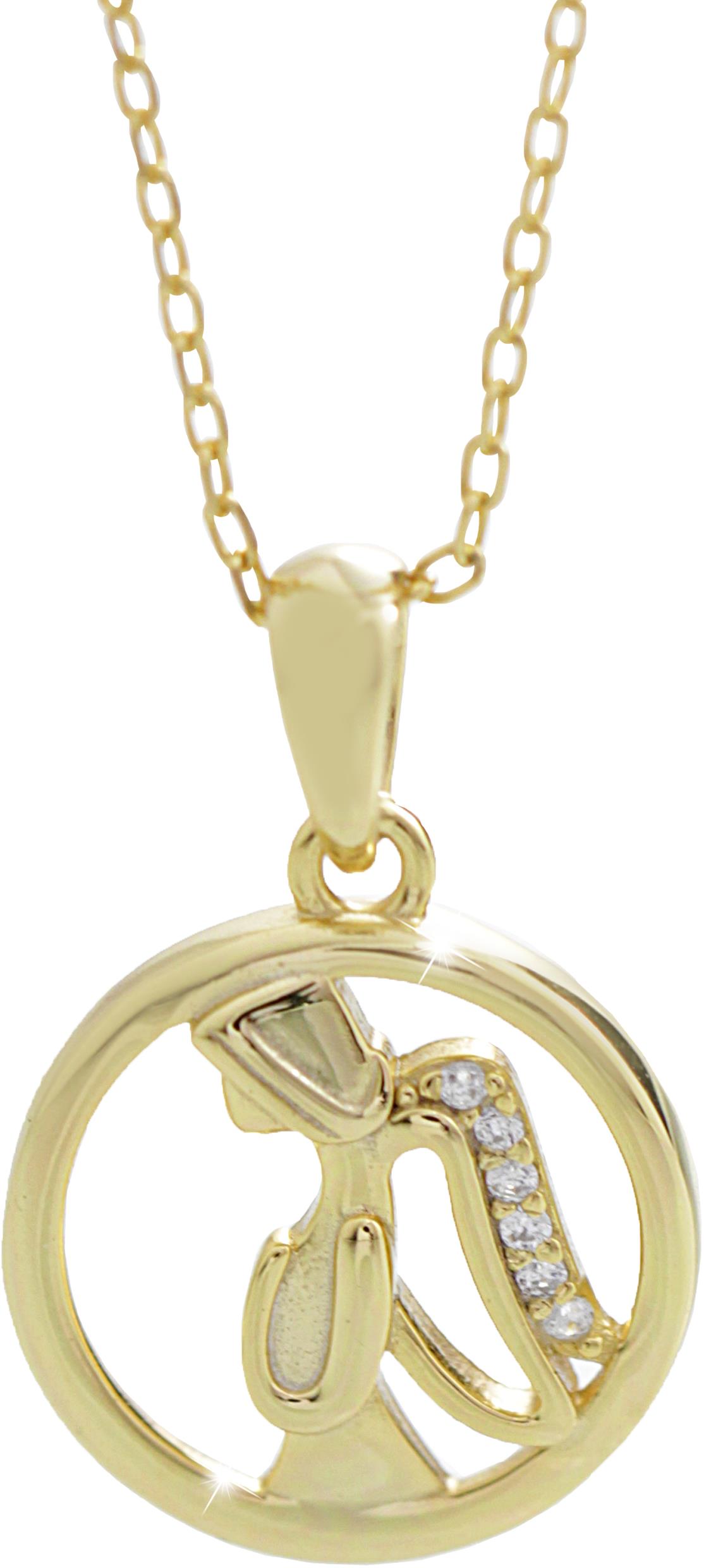 JSB Bijoux Strieborný náhrdelník Anjel v kruhu s kubickými zirkónmi pozlátený 92300436g-cr (Ag 925/1000)