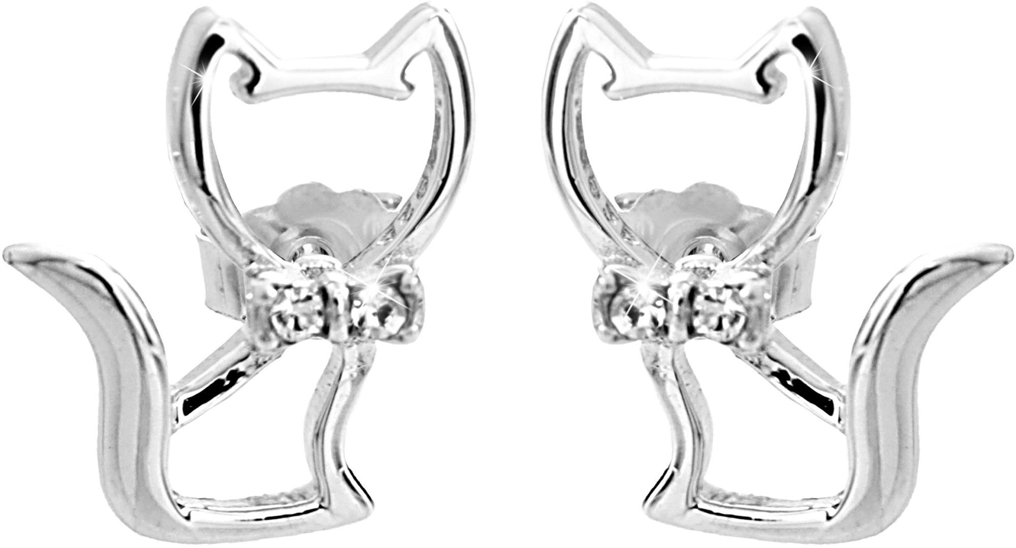 JSB Bijoux Strieborné náušnice Mačky zdobené kryštálikmi značky Swarovski 92400413cr (Ag 925/1000; 0,5 g)