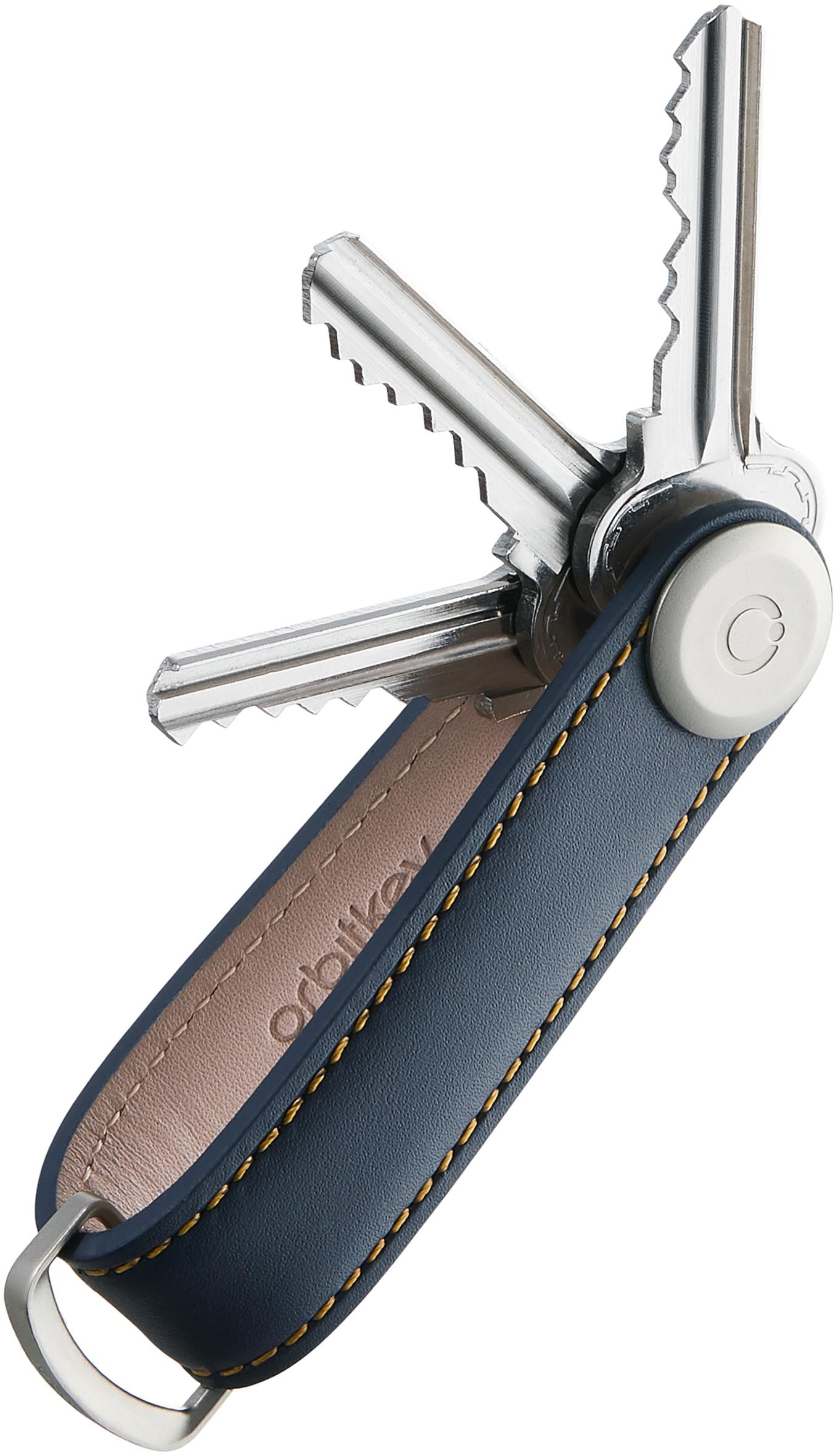 ORBITKEY Key Organiser Leather 2.0 – Navy & Tan Stitching