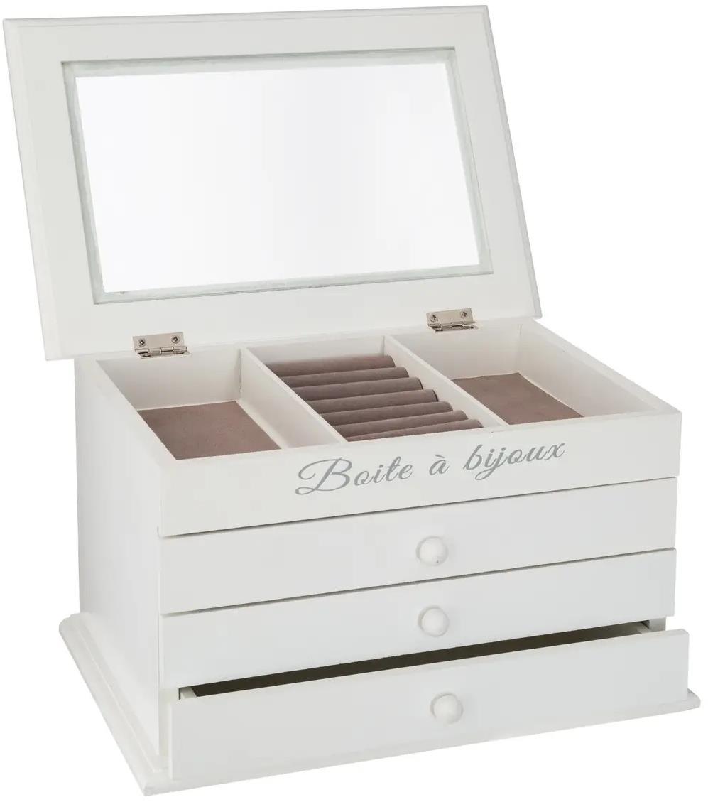 ATMOSPHERA Drevená šperkovnica so šuplíkmi Biela