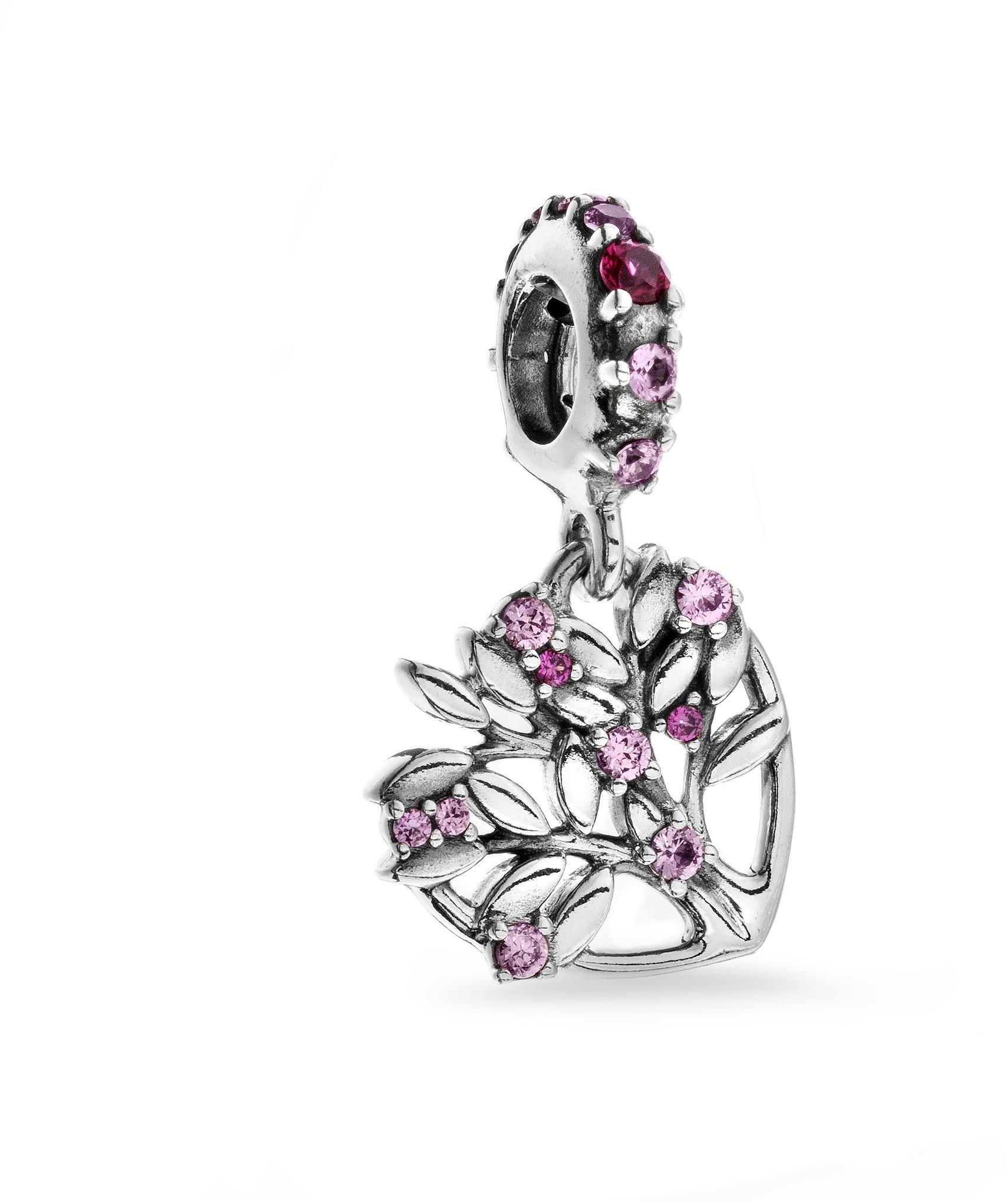 PANDORA Ružové srdce so stromom rodiny 799153C01 (Ag 925/1000, 2,1 g)
