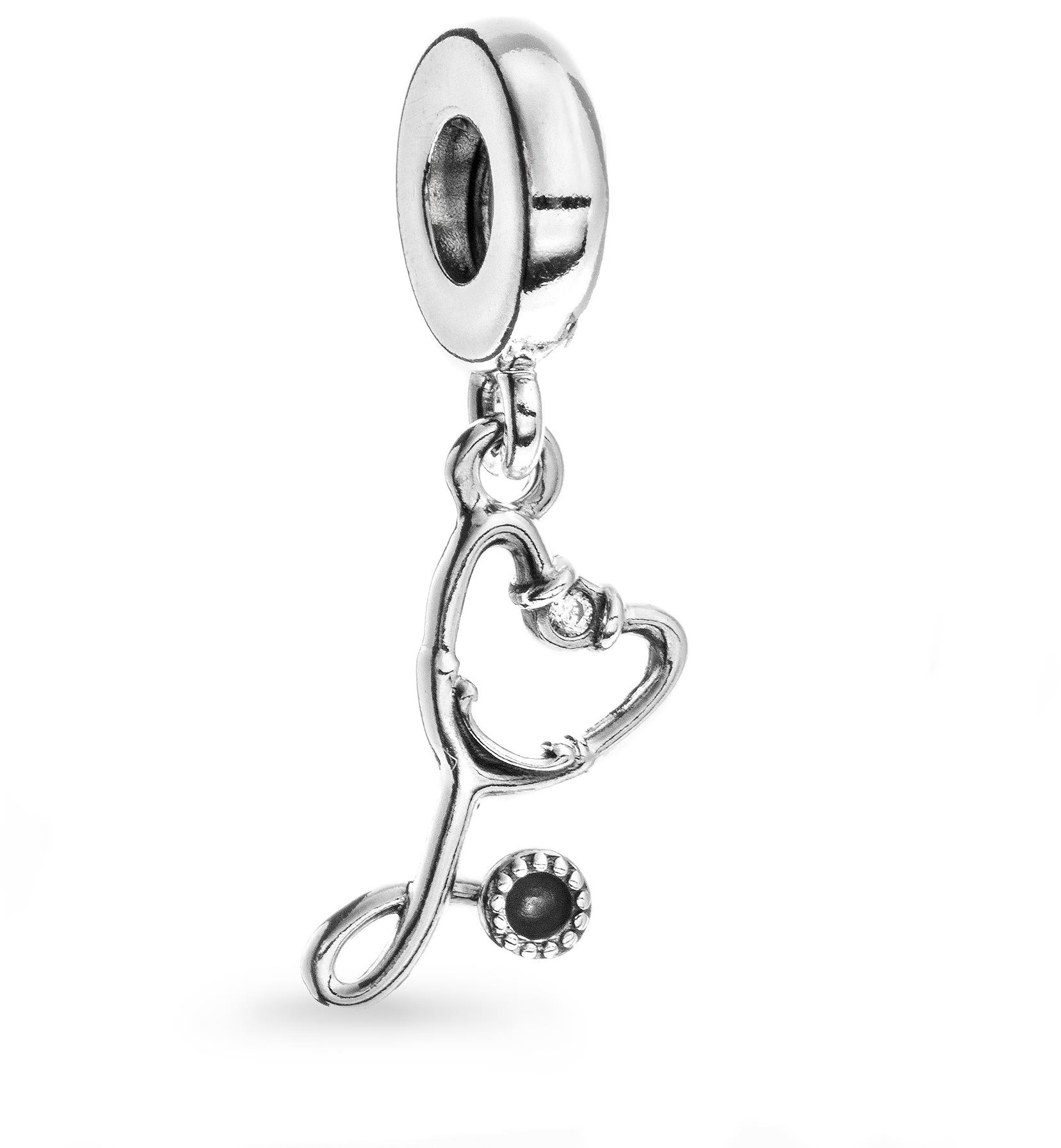 PANDORA – Stetoskopové srdce 799072C01, visiace stetoskopové srdce (Ag 925/1000, 1,9 g)