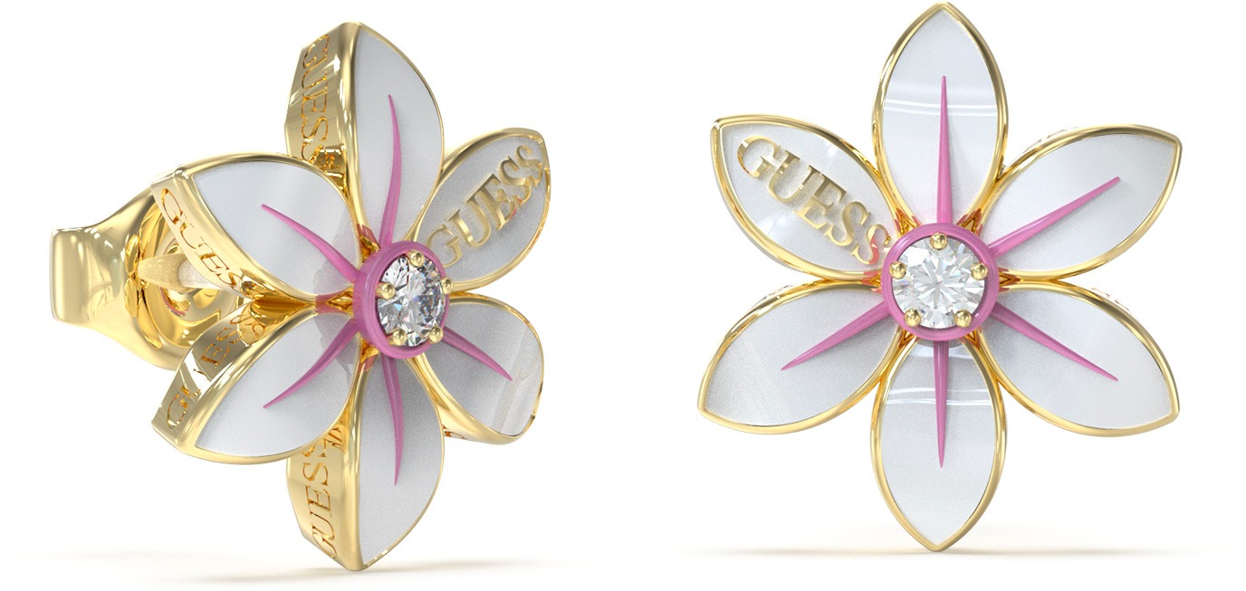 GUESS Náušnice White Lotus JUBE04135JWYGWHT/U