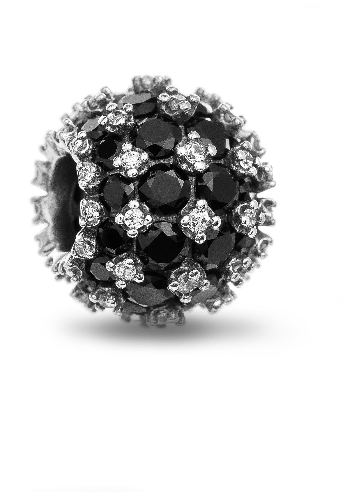 PANDORA Moments 792630C04, Okrúhly čierny, Trblietavé pavé (Ag 925/1000, 2,34 g)