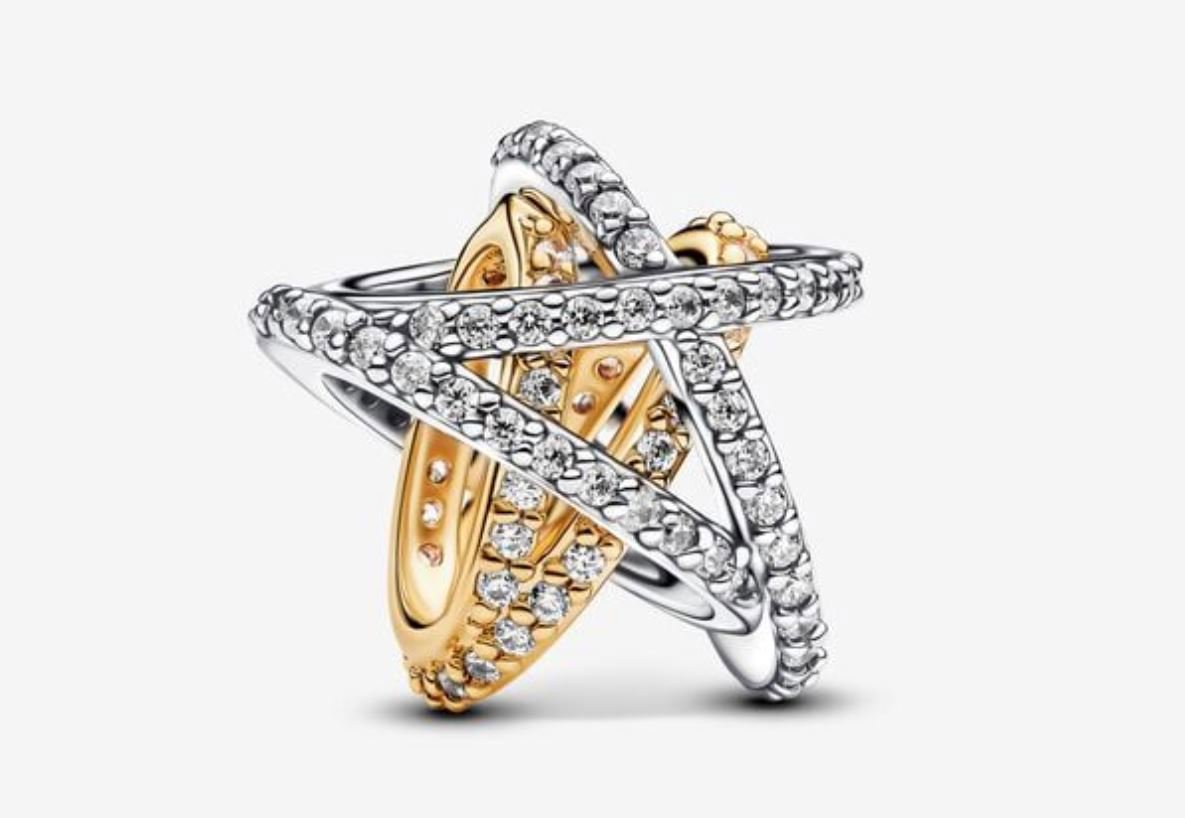 PANDORA Moments 763590C01 – Trblietavá prekrížená hviezda (Ag 925/1000, 1,2 g)