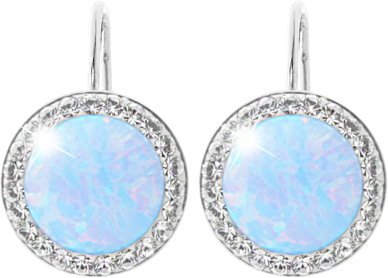 JSB Bijoux Opály s krištáľovými kameňmi Swarovski Light Blue 92400025l-bl (Ag 925/1000, 2,1 g)
