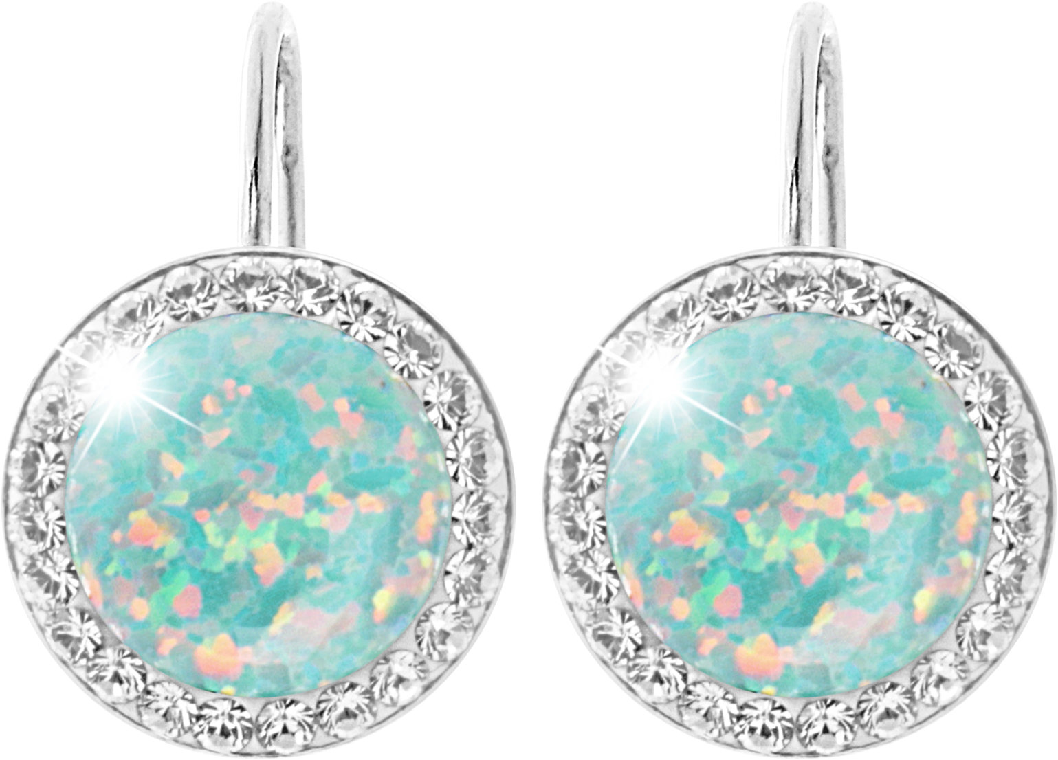 JSB Bijoux Opály s krištáľovými kameňmi Swarovski Pastel Mint Green 92400025mint (Ag 925/1000, 2,1 g)