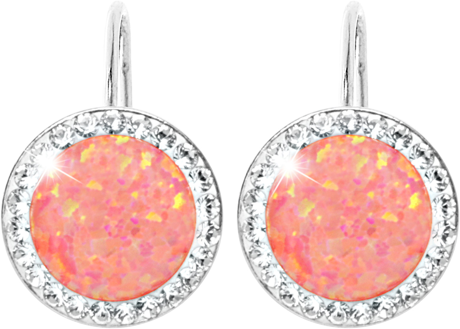 JSB Bijoux Opály s krištáľovými kameňmi Swarovski Peach Pastel 92400025pea (Ag 925/1000, 2,1 g)
