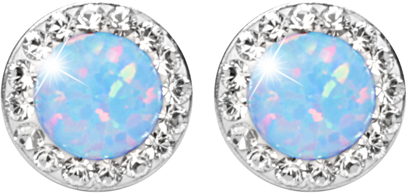 JSB Bijoux Opály s krištáľovými kameňmi Swarovski Light Blue 92400040l-bl (Ag 925/1000, 1,4 g)