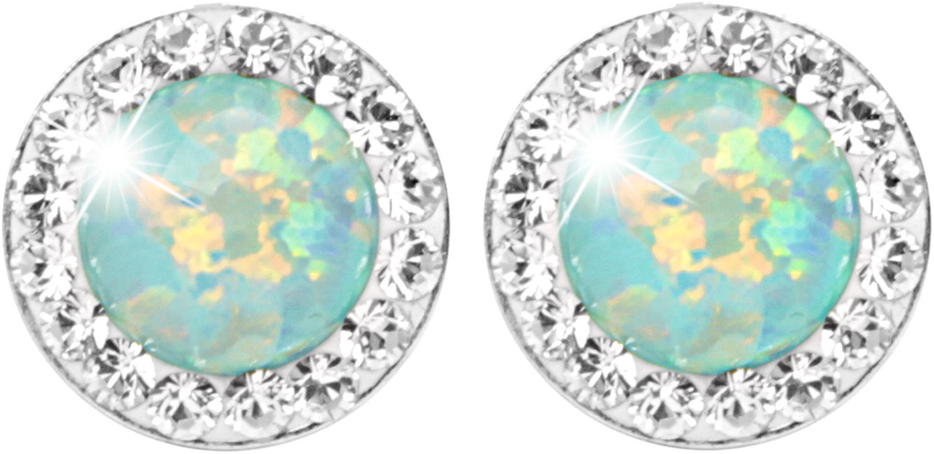 JSB Bijoux Opály s krištáľovými kameňmi Swarovski Pastel Mint Green 92400040l-bl (Ag 925/1000, 1,4 g)