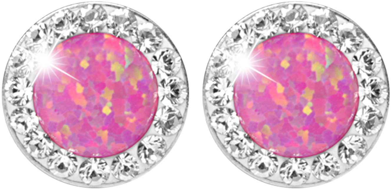 JSB Bijoux Opály s krištáľovými kameňmi Swarovski Light Fuchsia 92400040l-fu (Ag 925/1000, 1,4 g)