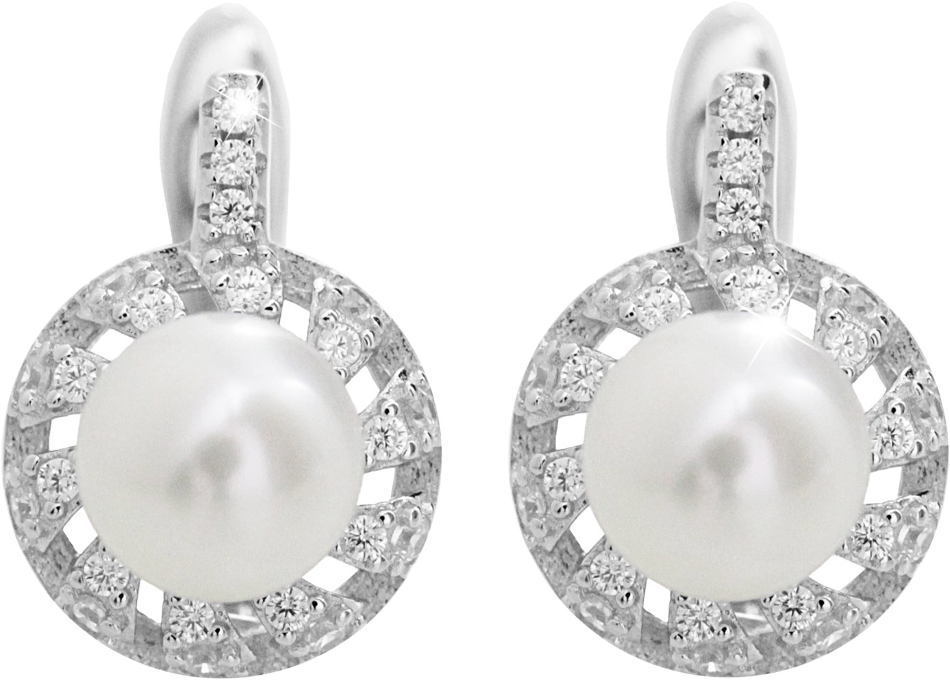 JSB Bijoux Riečna perla s obvodom Kubických zirkónov Crystal 92400576cr (Ag 925/1000, 3,56 g)