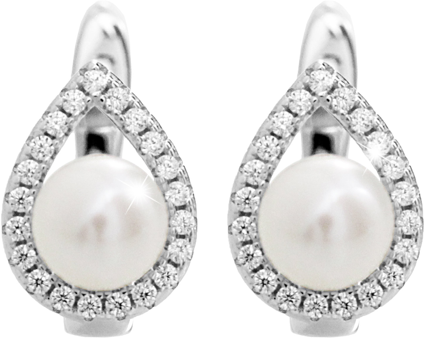 JSB Bijoux Kvapka s riečnou perlou a s obvodom Kubických zirkónov Crystal 92400577cr (Ag 925/1000, 3,18 g