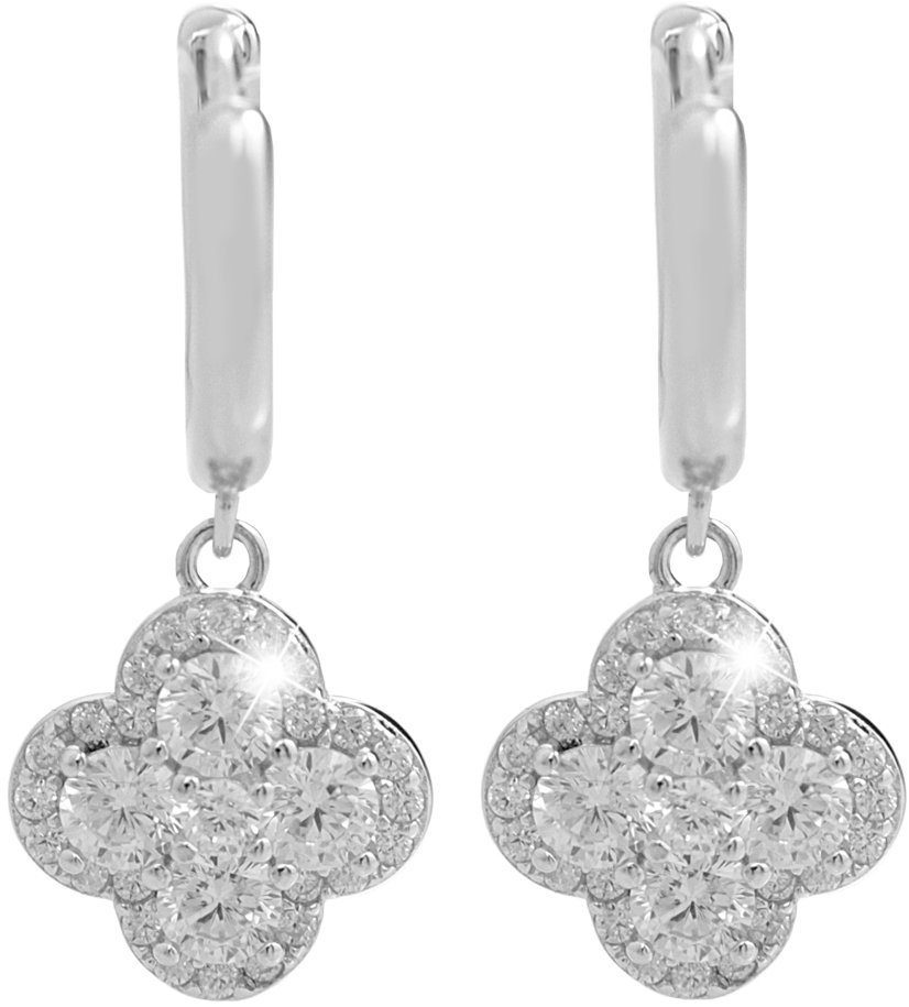 JSB Bijoux Štvorlístky z Kubických zirkónov Crystal 92400591cr (Ag 925/1000, 3,1 g)