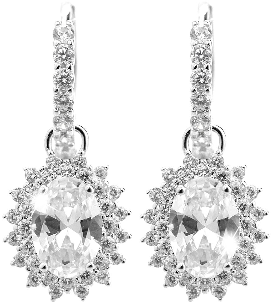 JSB Bijoux Veľké zdobené ovály z Kubických zirkónov Crystal 92400592cr (Ag 925/1000, 5,64 g)